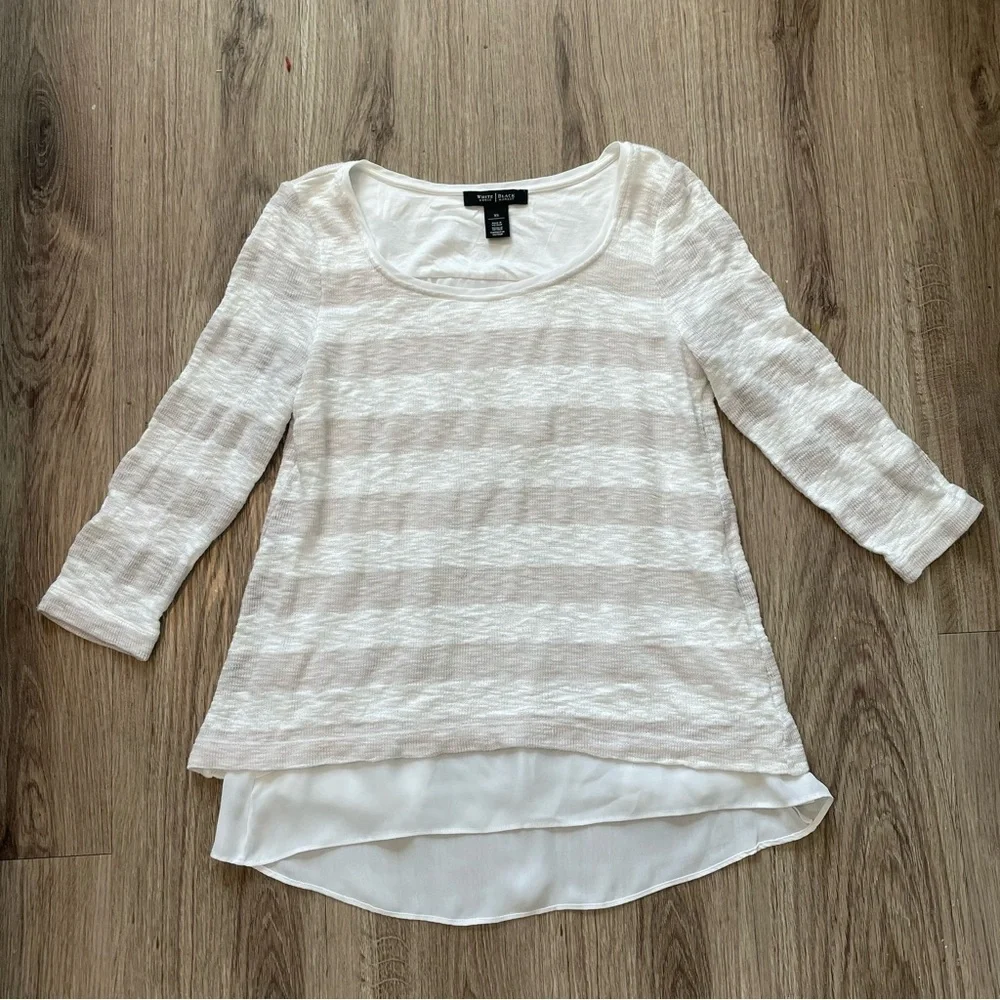 White House Black Market Knit Top Women’s XS | Taupe, White
